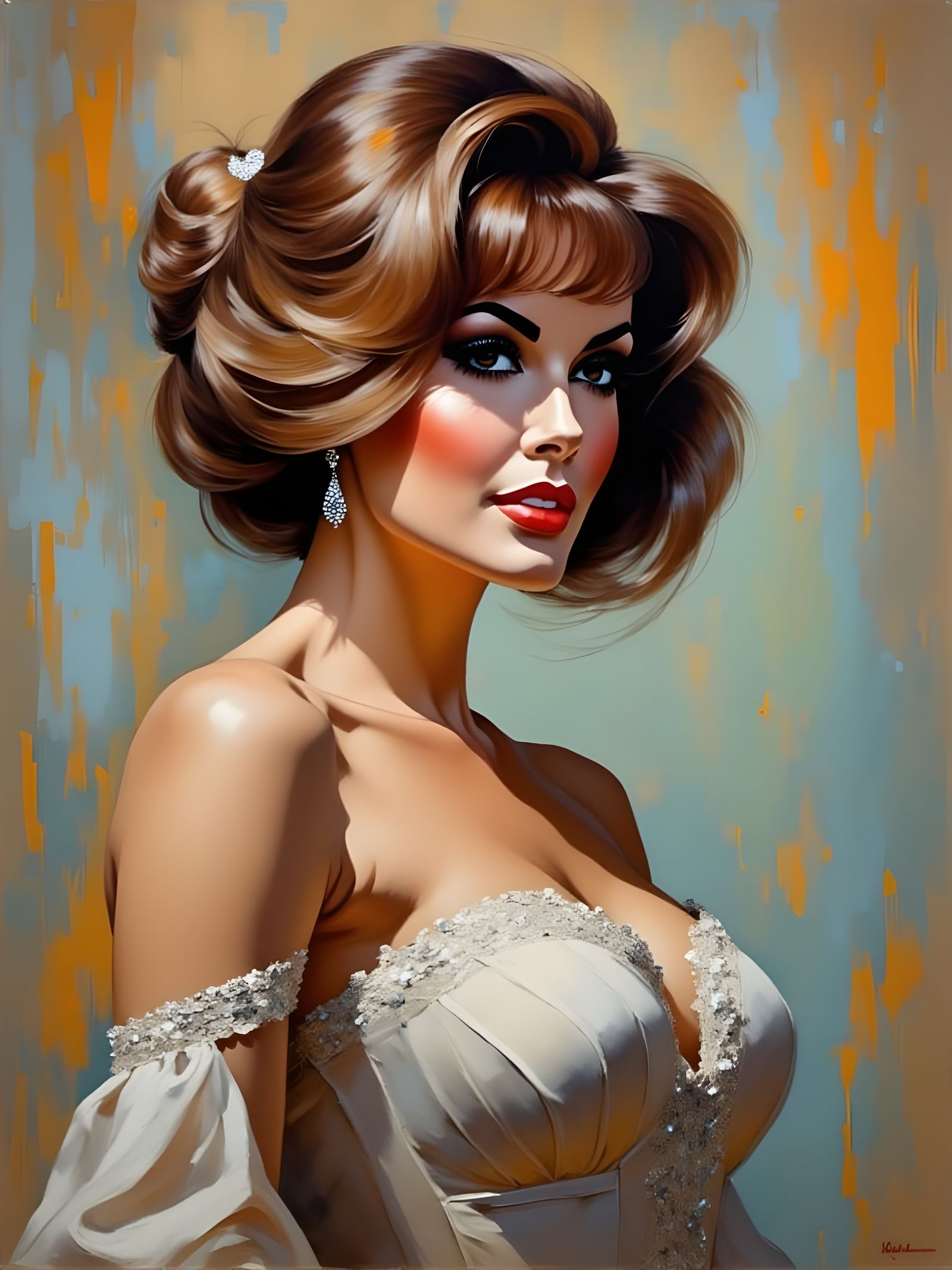 Elegant Raquel Welch in High-Key Impressionist Portrait