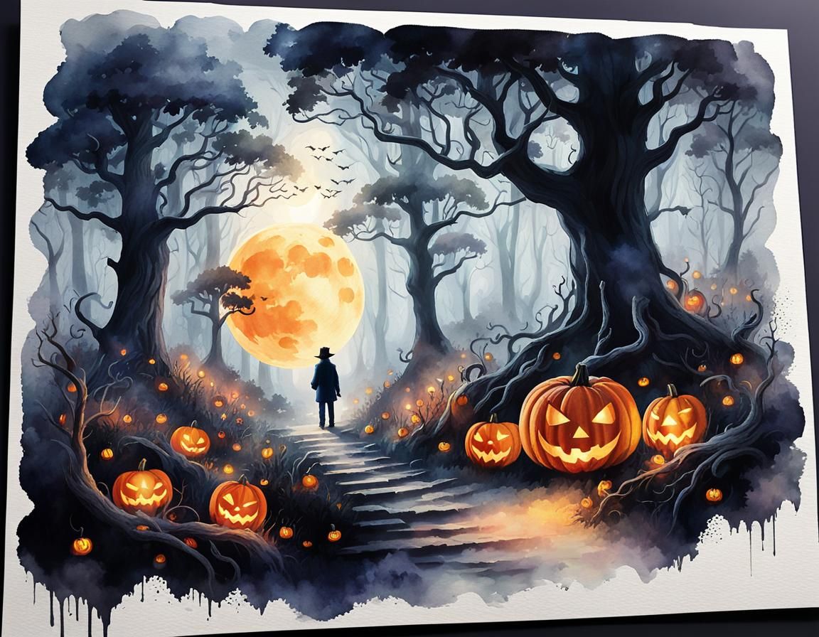Ethereal Halloween Forest Concept Art