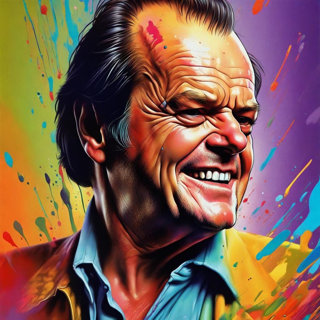 Hyperrealistic Portrait of Jack Nicholson in Splash Art Styl...