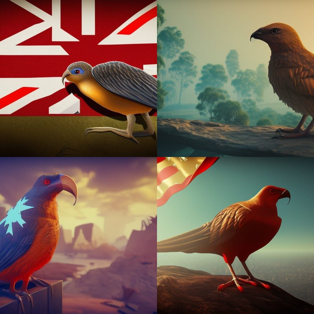 Laser Kiwi Bird on Australian Flag