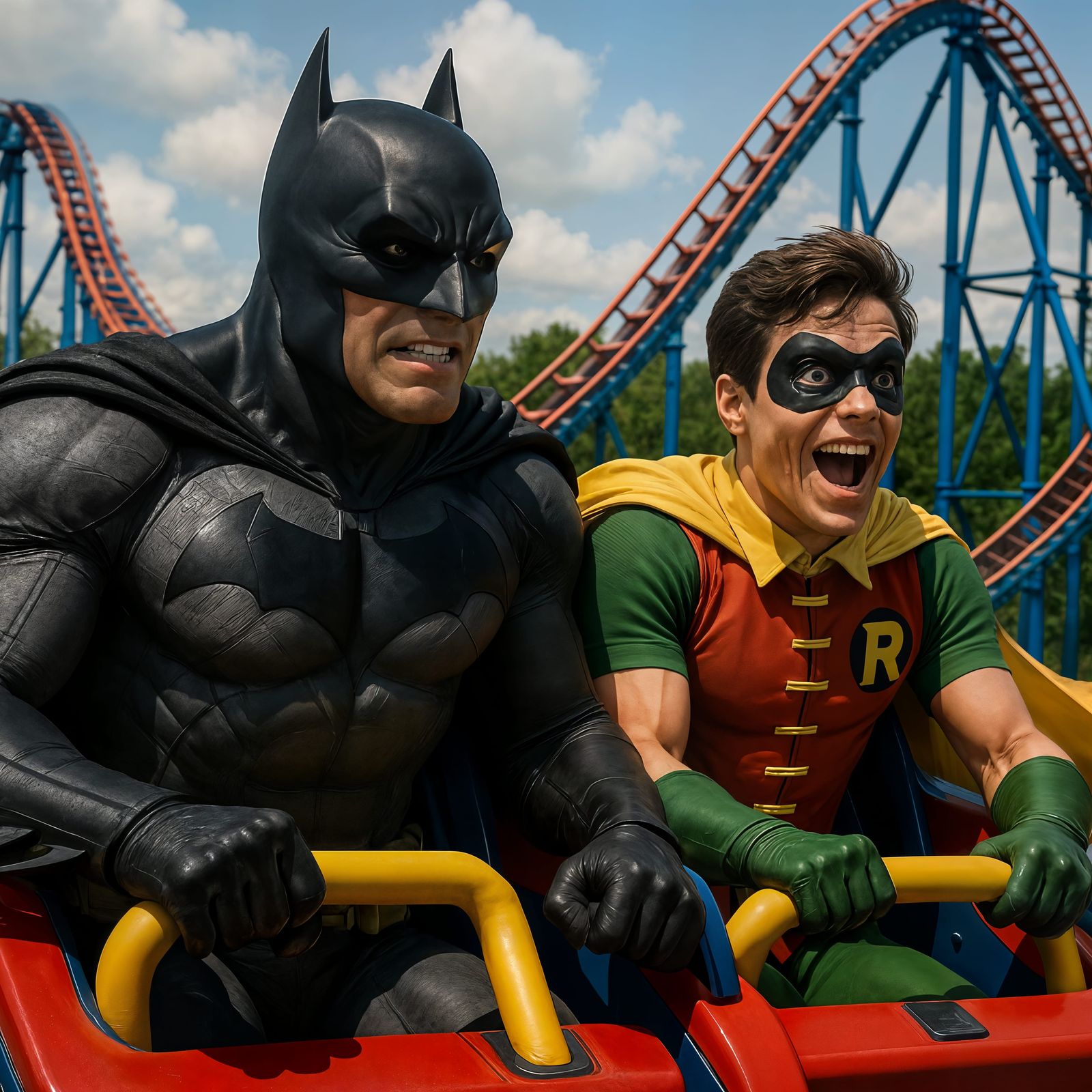 Batman and Robin Ride a Rollercoaster in CGI
