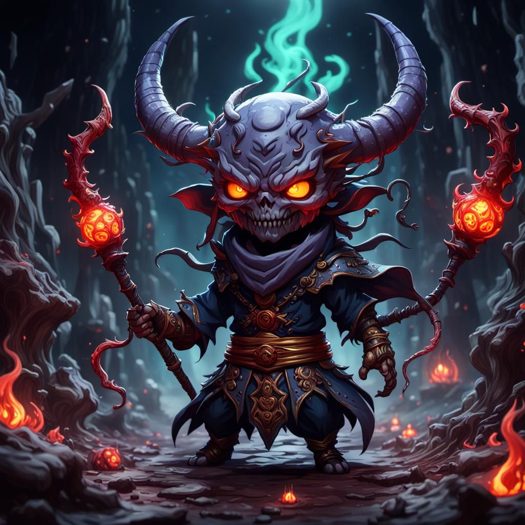 Chibi Demonic Jigoku Tayu: Detailed Matte Painting