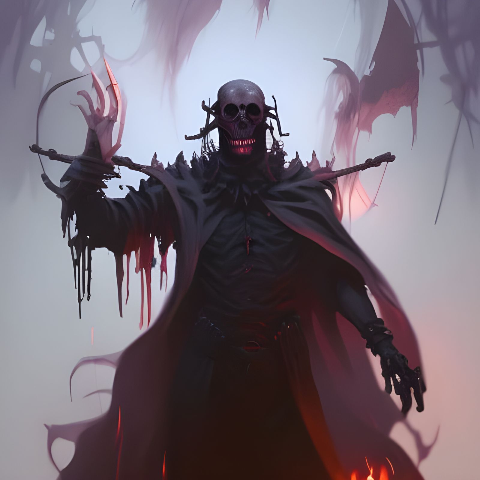 Necromancer Summons Undead in Dark Fantasy Art