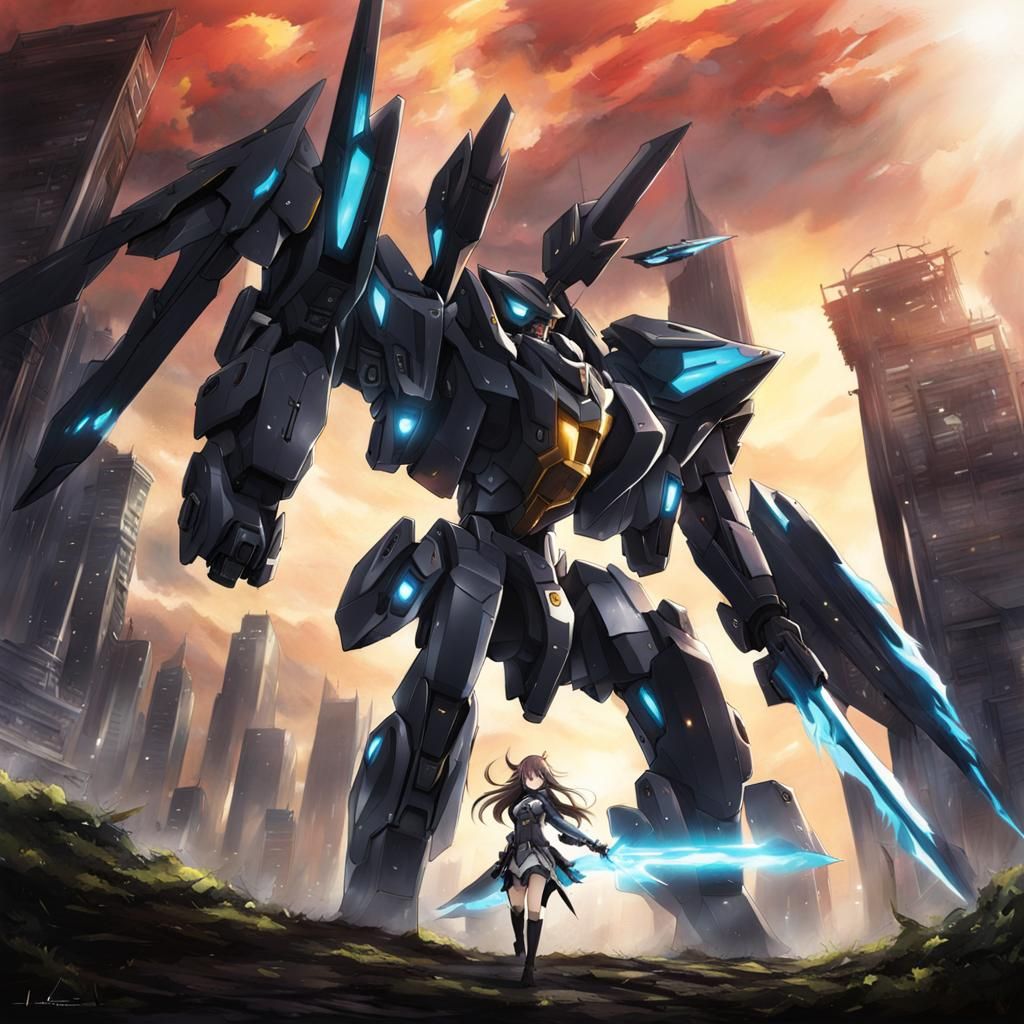 Anime Mecha Girl Illustration in Manga Style