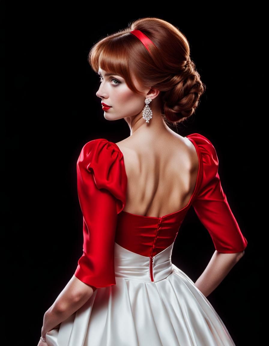 Lady in Red Dress Looking Back