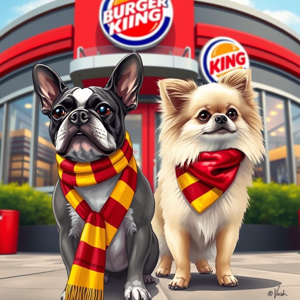 Boston Terrier and Pomeranian Friends Pose in Front of Whims...