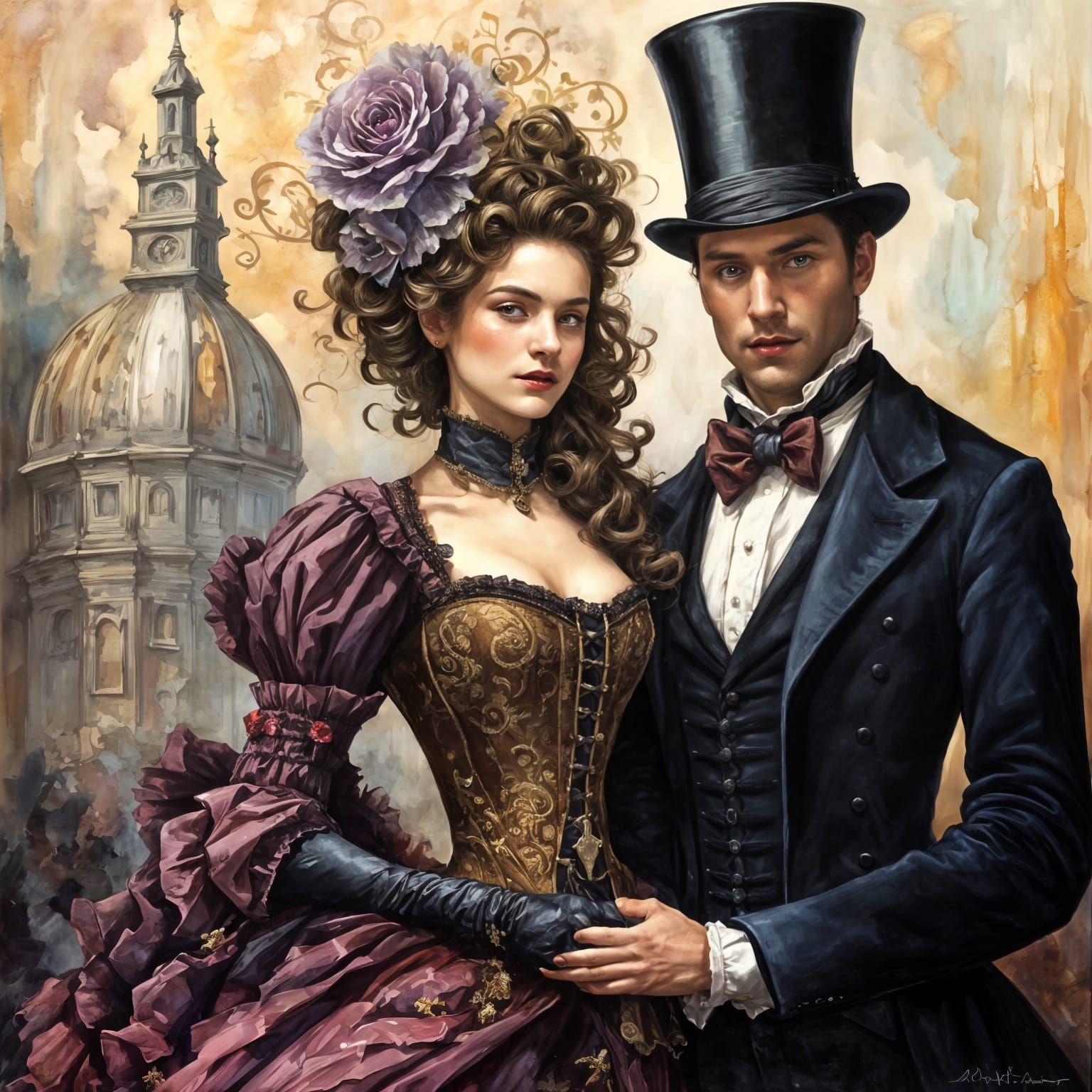 Steampunk Elegance: A Romantic Encounter