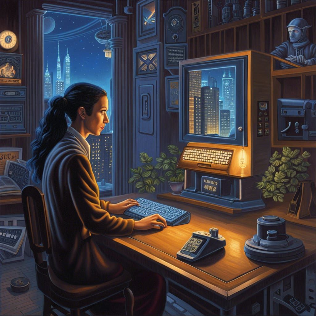 Cyberpunk Character in Magic Realism Style