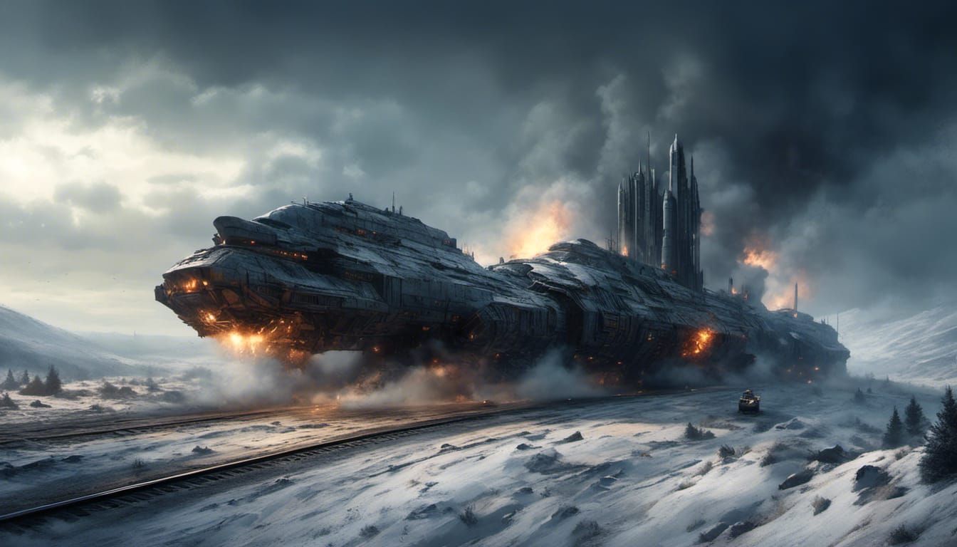 Rogue Cyborg Walks Desolate Highway in Nuclear Winter