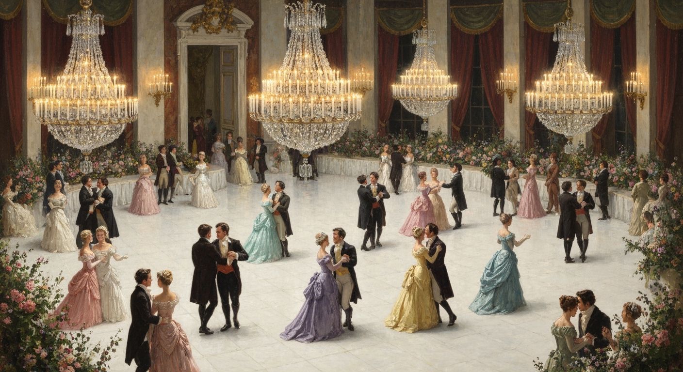 Regency Ballroom Spring Ball with Waltzing Nobles