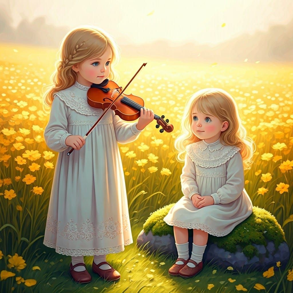 Innocent Childhood Moments in Classic Anime Style