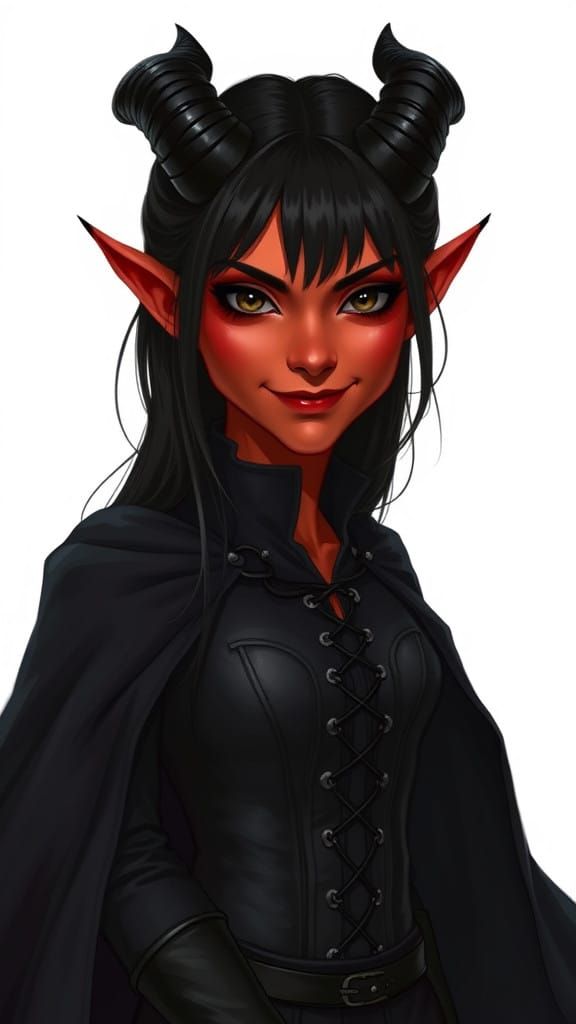 Red-Hued Tiefling Assassin Exudes Mysterious Sophistication