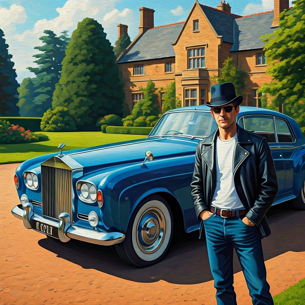 Stylish Couple Outside English Manor in Impressionistic Oil ...