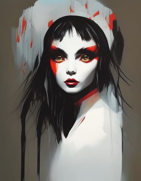 Adorable Girl in Street Clothes, Splash Art Style