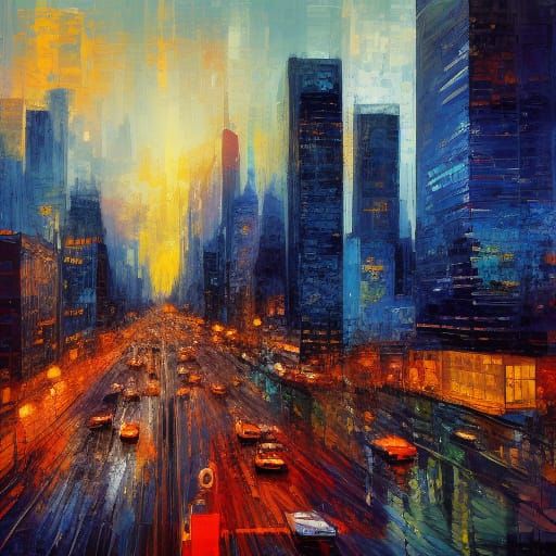 New York City Skyline at Night: Aerial View