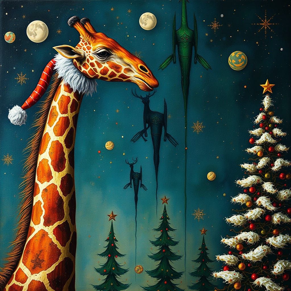 Ethereal Giraffe in Frenzied Golden Light