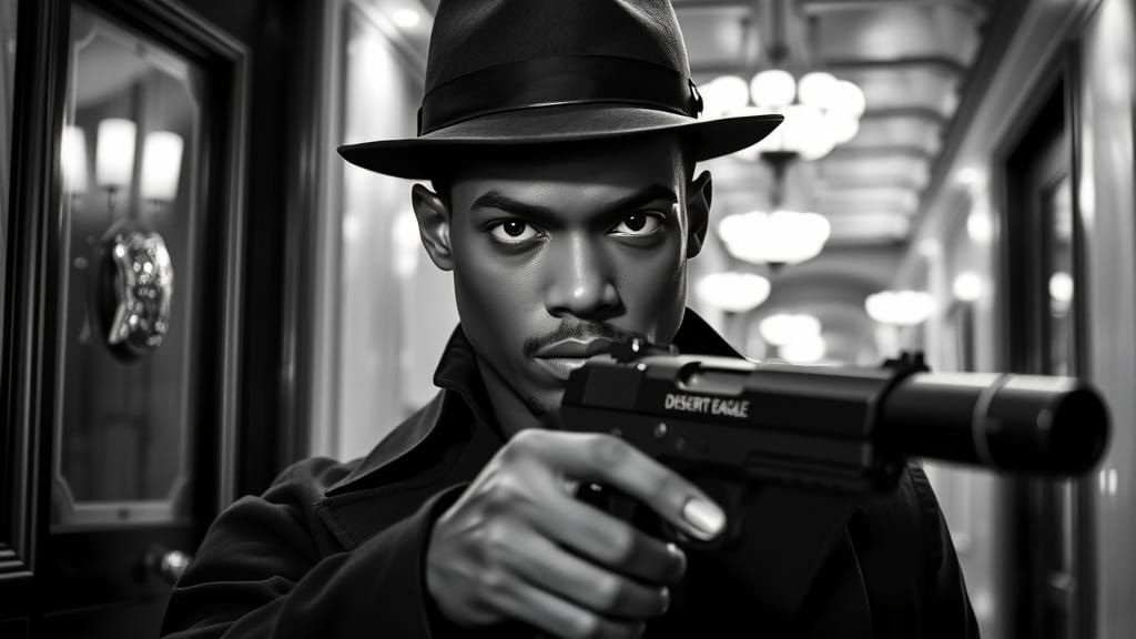 Gritty 1920s Detective with Desert Eagle Pistol