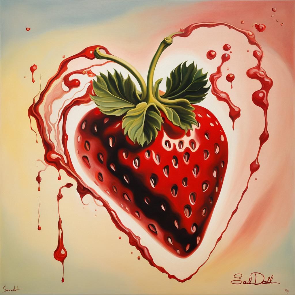 Surreal Strawberry Heart in Salvador Dali Style