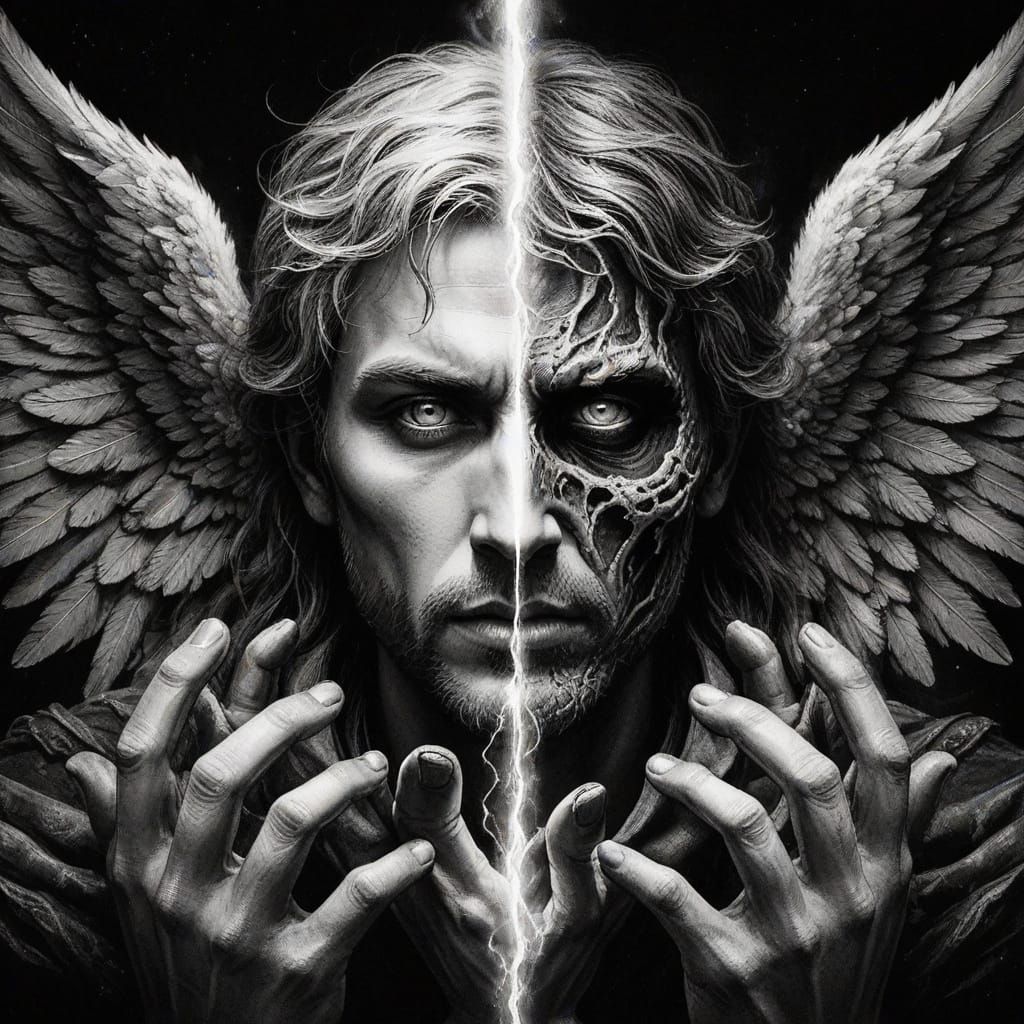 Angelic Beast: A Digital Allegory of Good and Evil