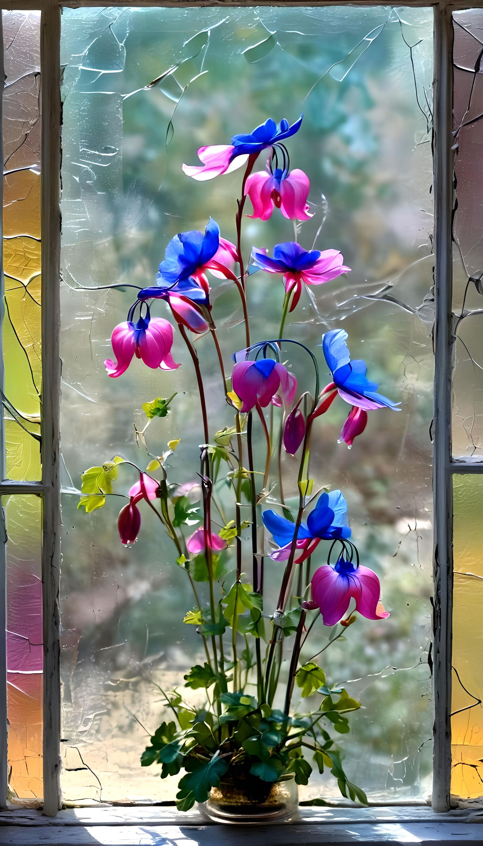 Luminous Stained Glass Flowers in Pastel Colors