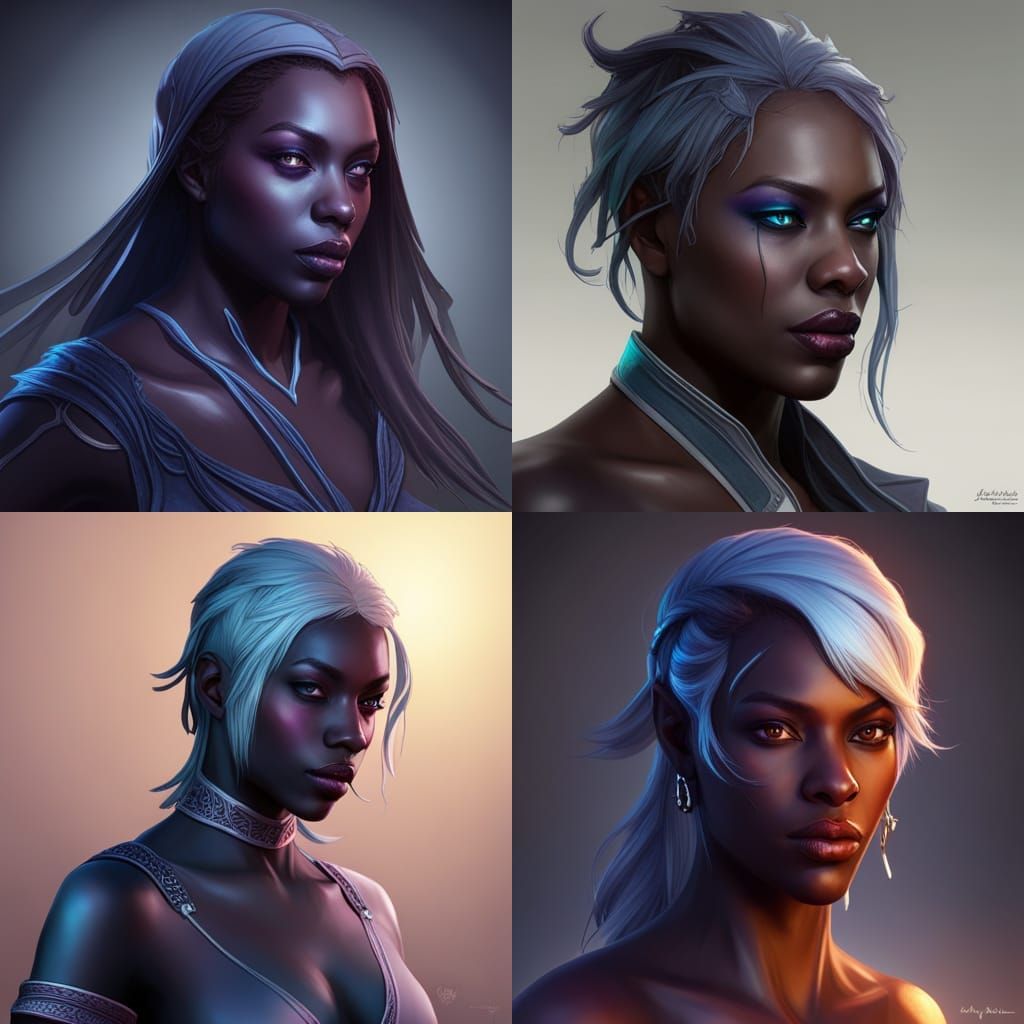 Detailed Drow Portrait with Dynamic Lighting