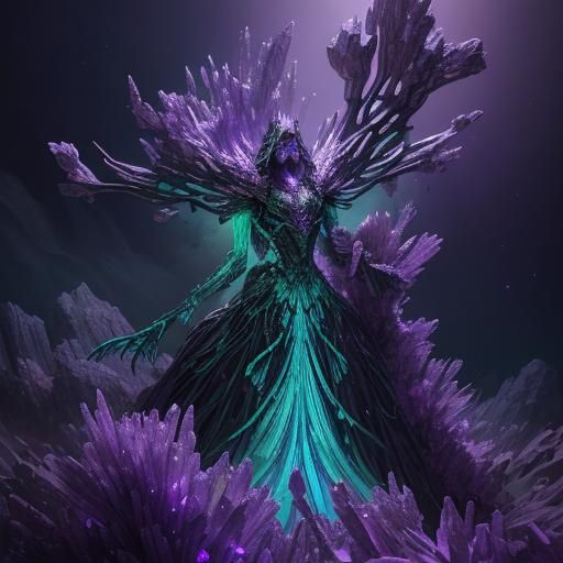 Towering Crystalline Giant in Digital Art Style