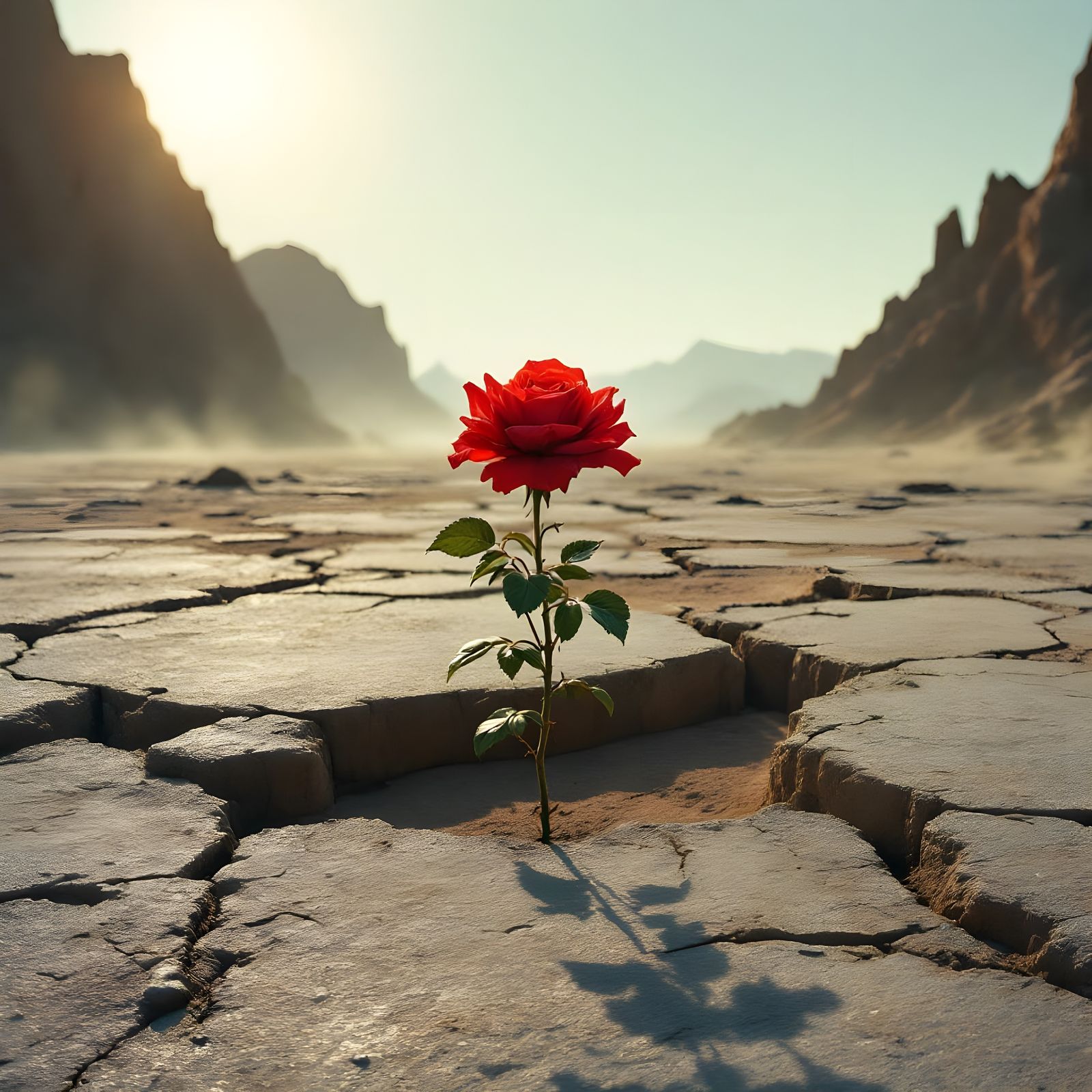 Resilient Rose Thrives in Barren Landscape