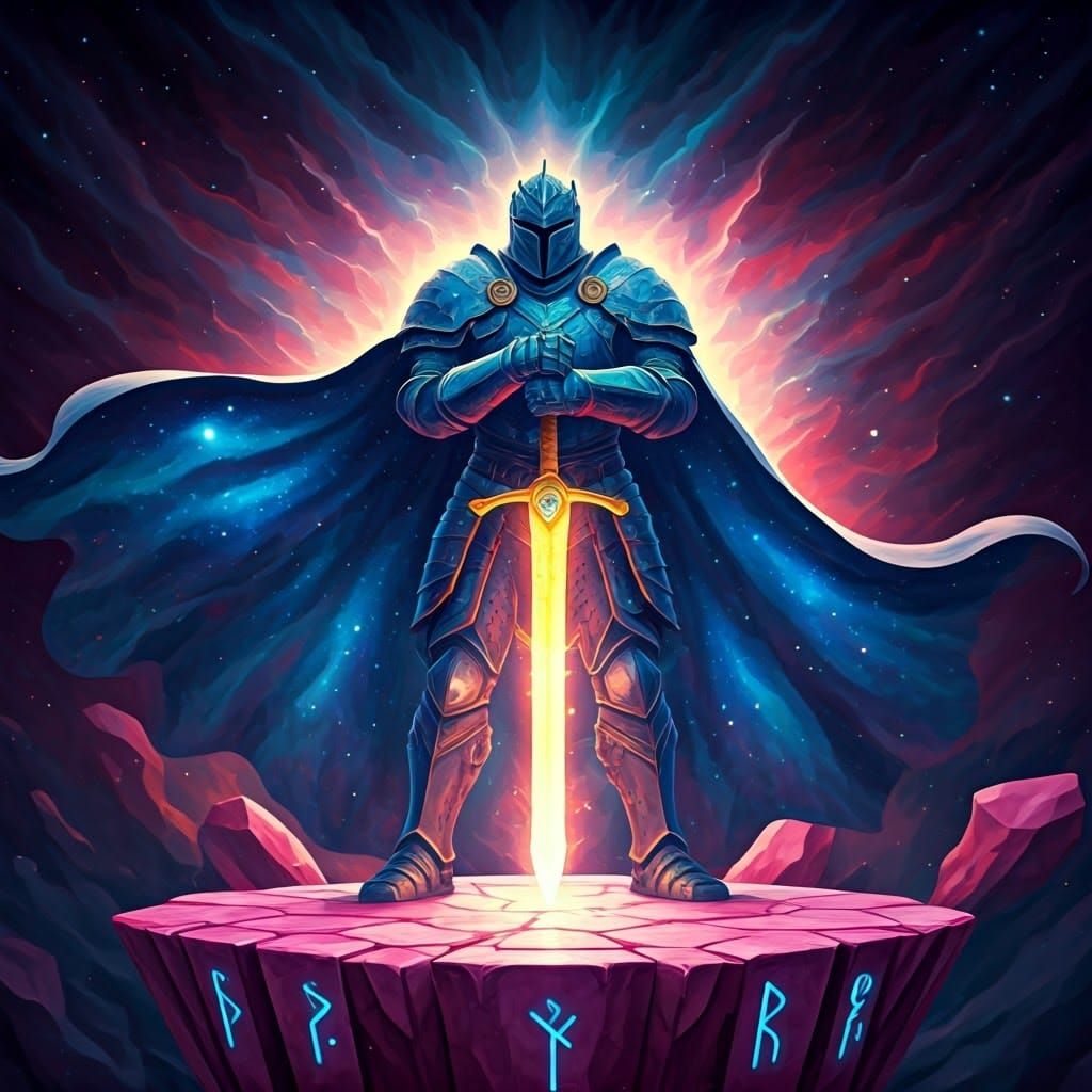 Cosmic Knight in Nebula Armor