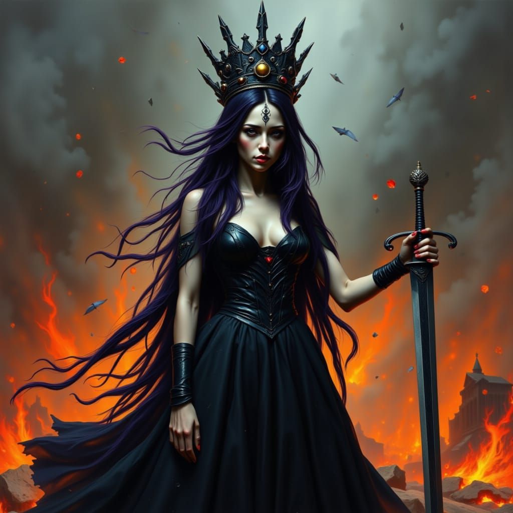 Queen of the Ether on a Fiery Battlefield