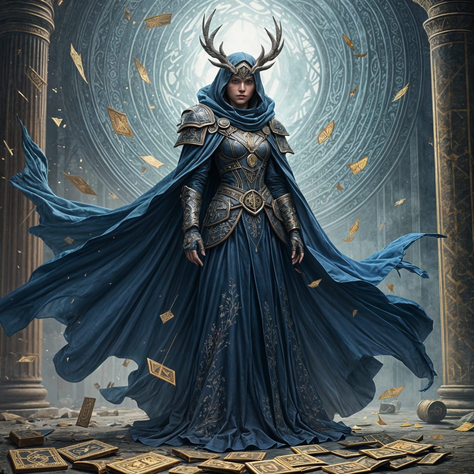 Owlin Paladin with Tarot Cards in Fantasy Art