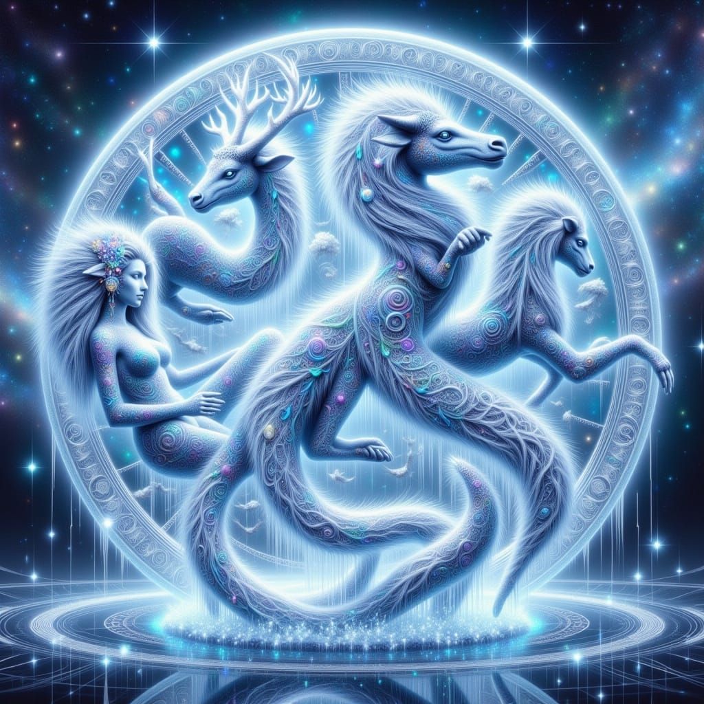 Ethereal Glass Zodiac in Impasto Style