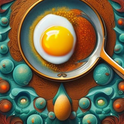 Sun and Moon Poached Eggs in Fairytale Art