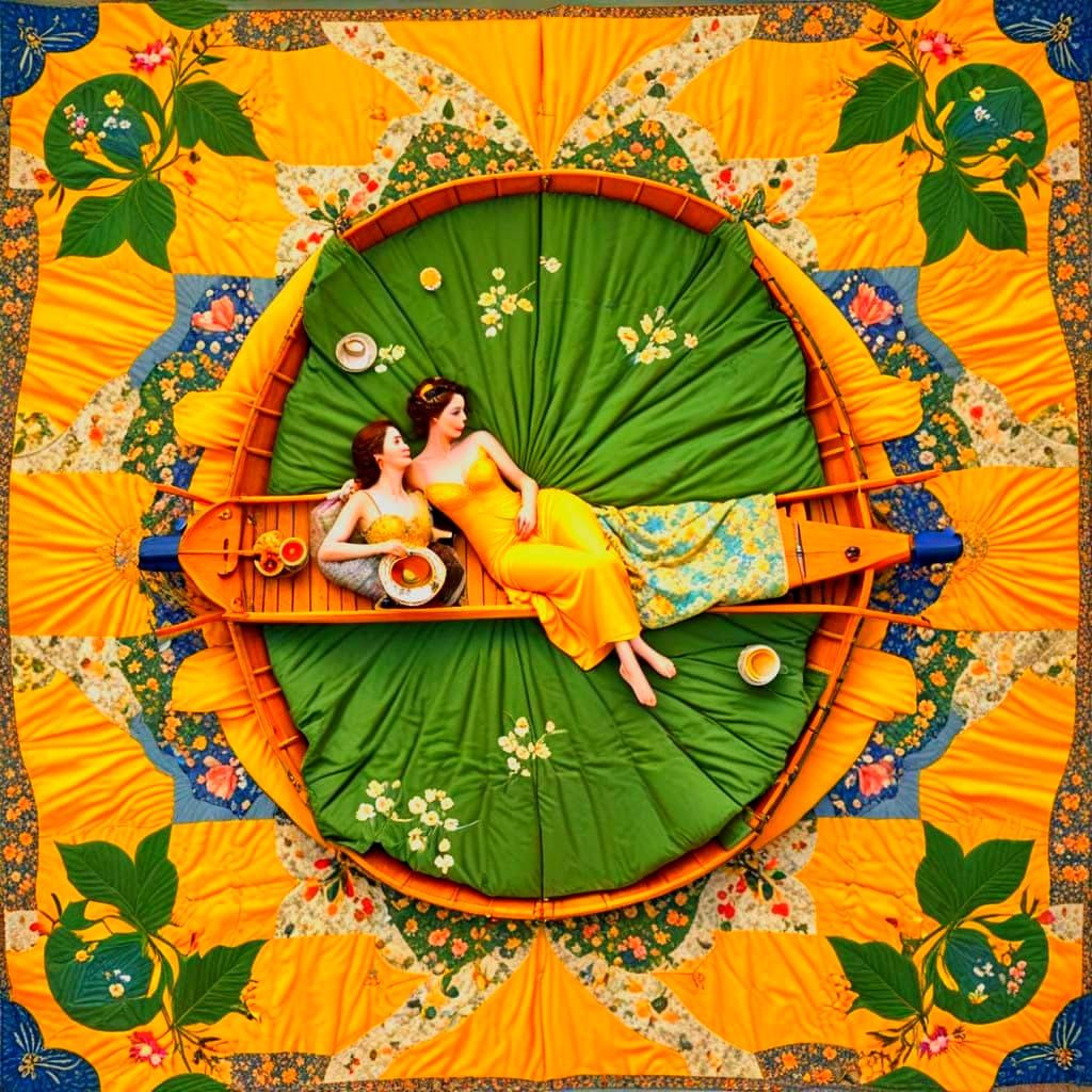 Romantic Japanese-Inspired Scene with a Courtesan and Lover