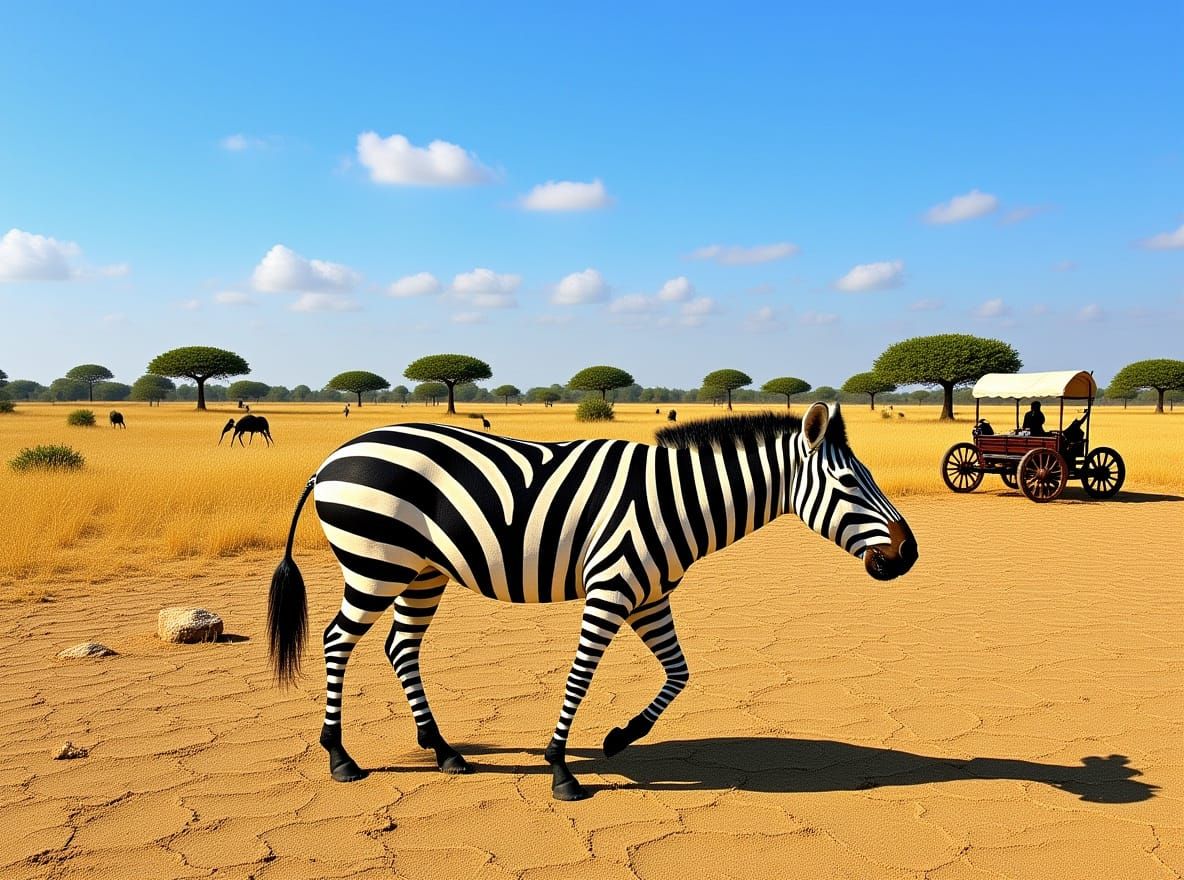 Extinct Quagga Grazing in South African Grassland