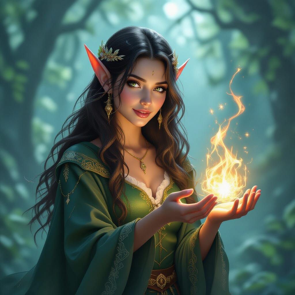 Ethereal Elf Woman Radiates Power and Grace