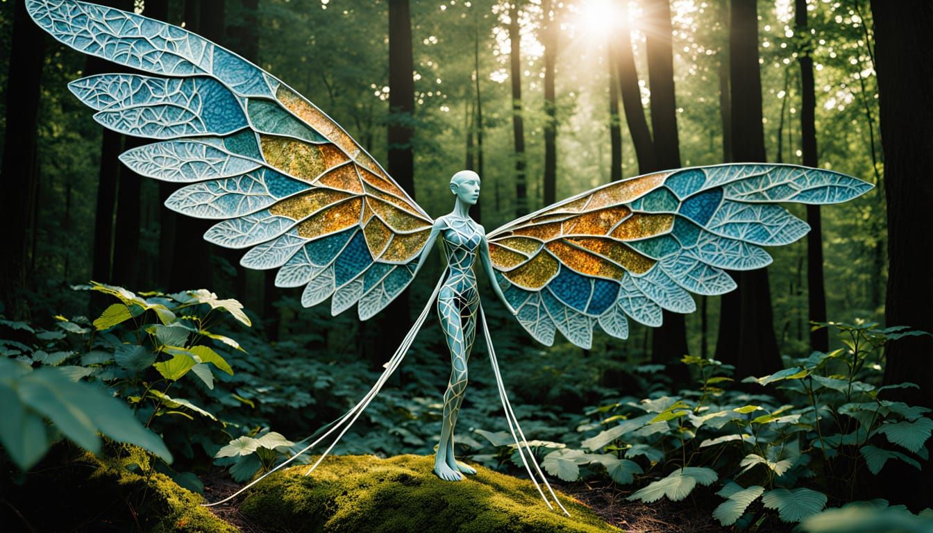 Surreal, Iridescent Sculpture of The Number 8 in Golden Peri...