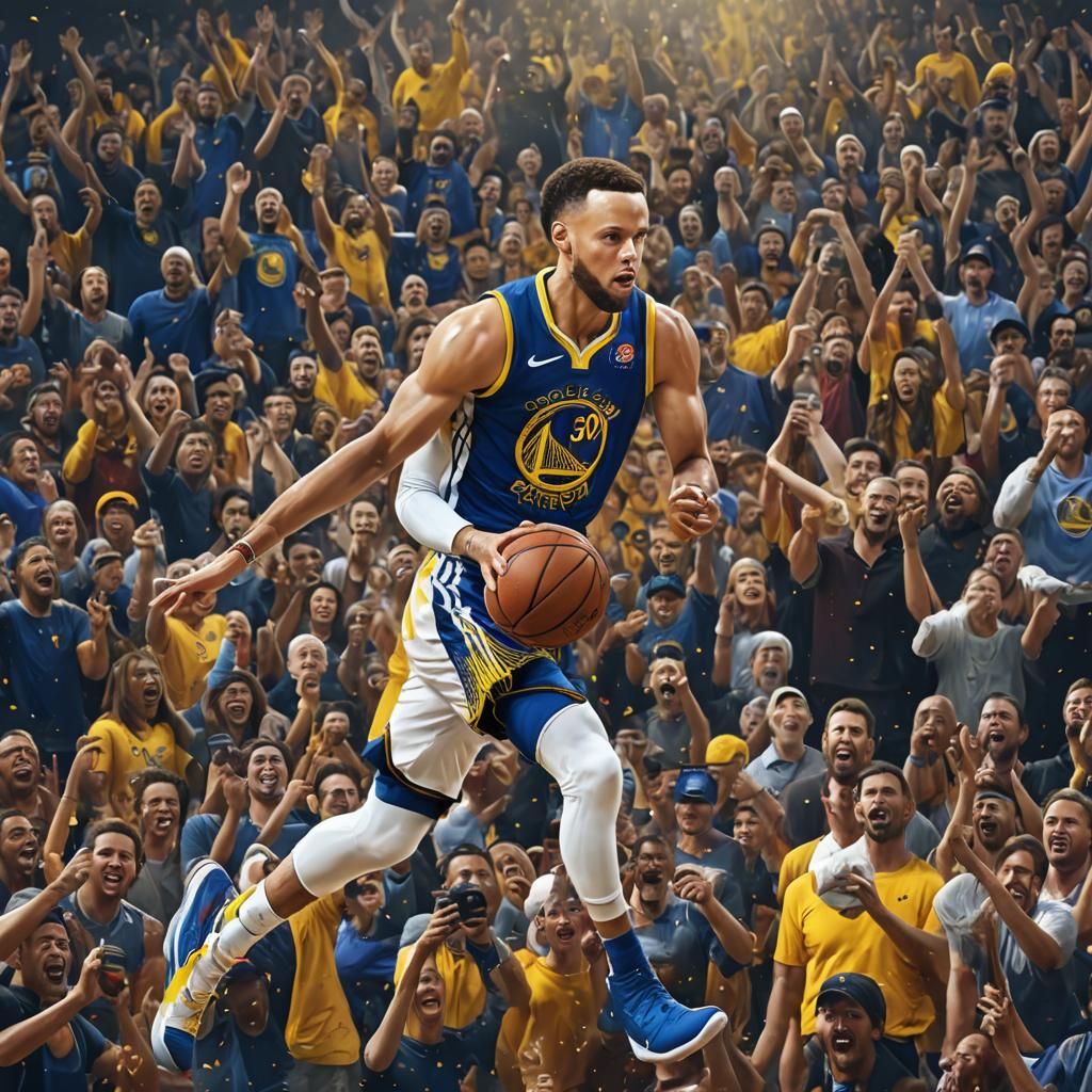 Stephen Curry: Detailed Matte Painting in Deep Color