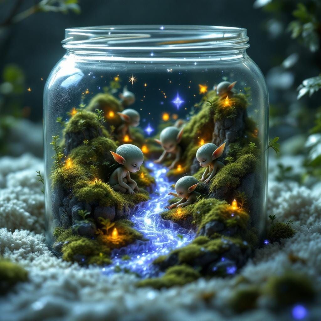 Miniature Elf Kingdom Under Boy's Bed