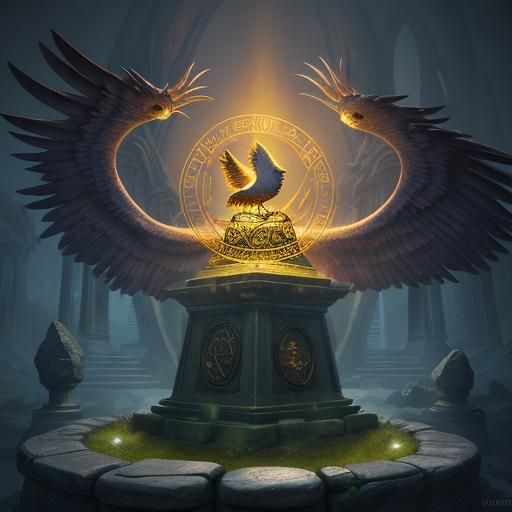 Mystical Tarot Reader with Phoenix: Fantasy Art