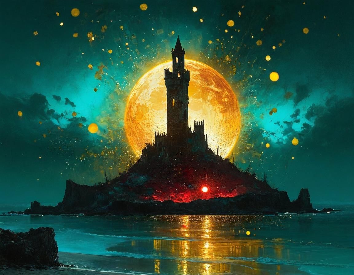 A red light pulses, love's last breath, 
Moon and flame, in ...