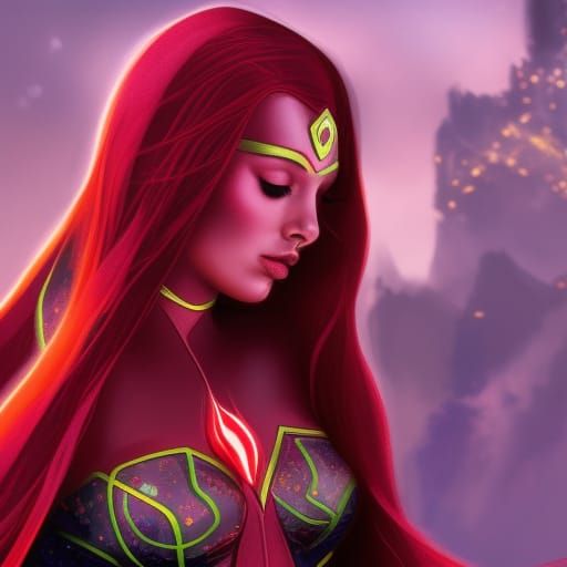 Starfire as Scarlet Witch: Fantasy Concept Art