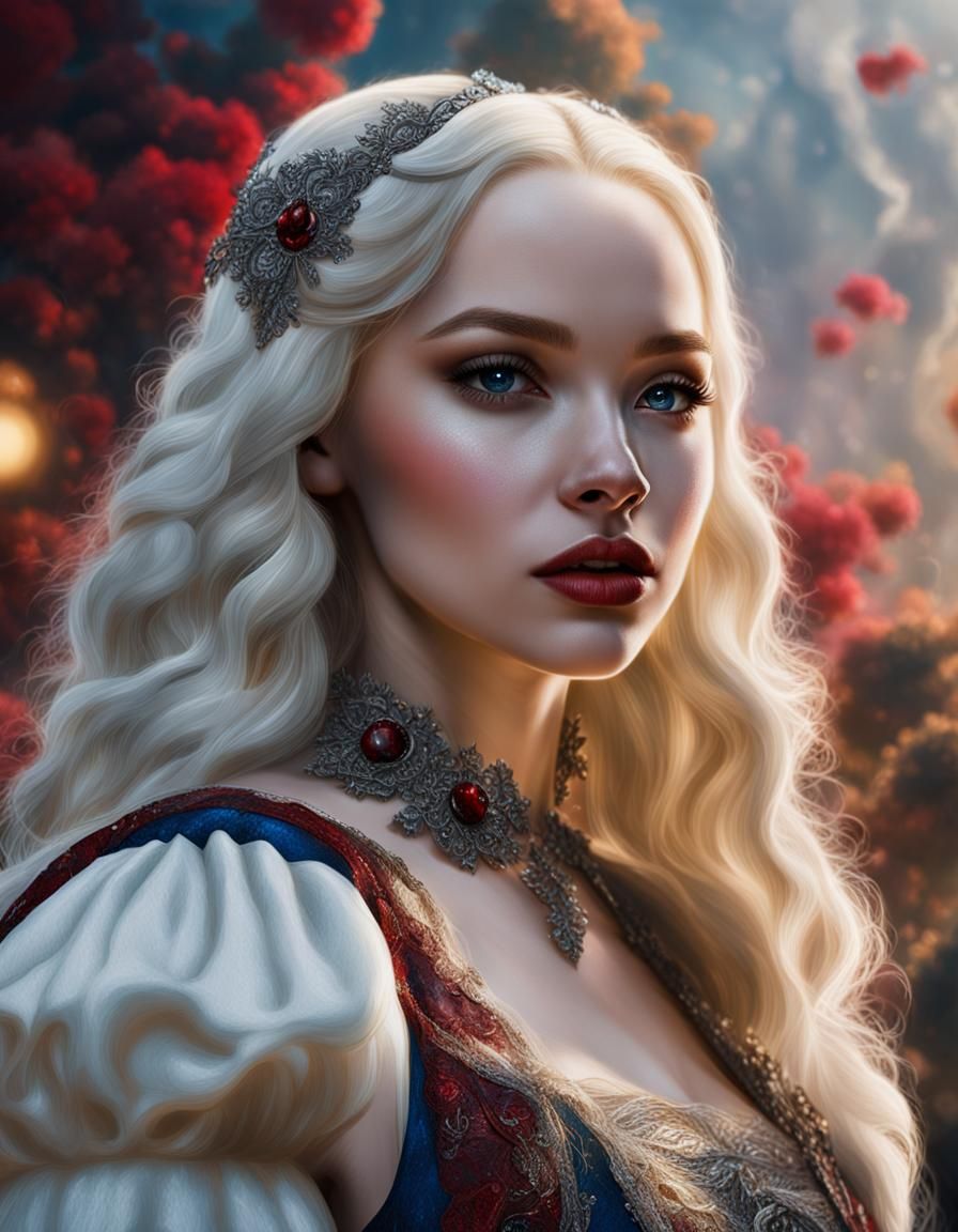 Dove Cameron as Snow White: Hyperrealistic Splash Art