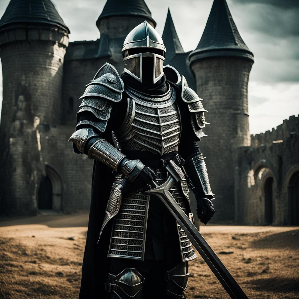 Medieval Knight in Giger Style with Tower