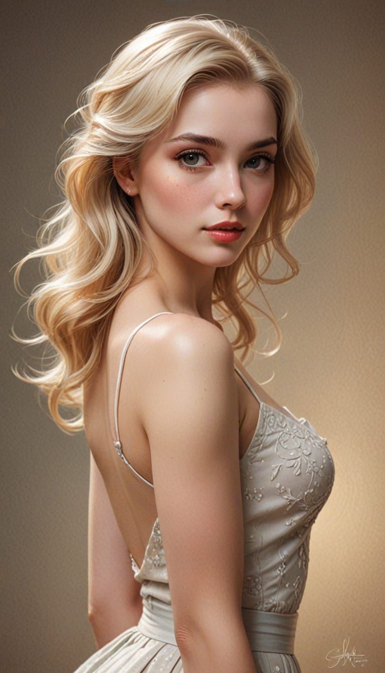 Romantic 1950s Pin-Up Portrait in Soft Pastel Colors