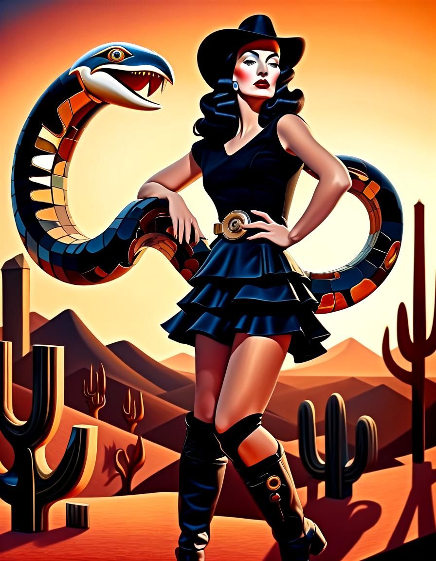 Gorgeous Betty Abstract with her snake.