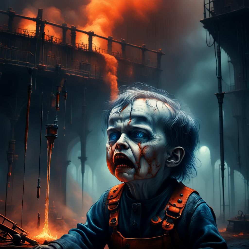 Eerie Gothic Slaughterhouse Digital Matte Painting