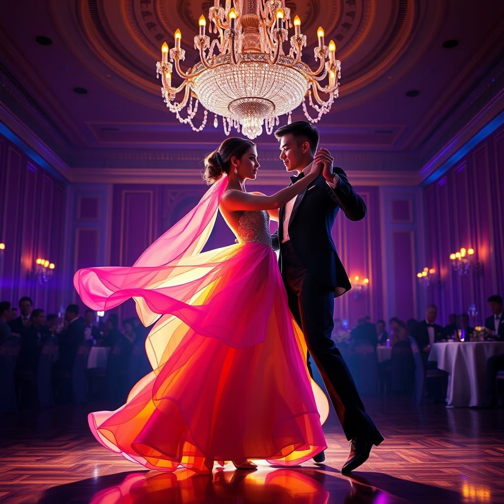 Romantic Dance in a Lavish Ballroom
