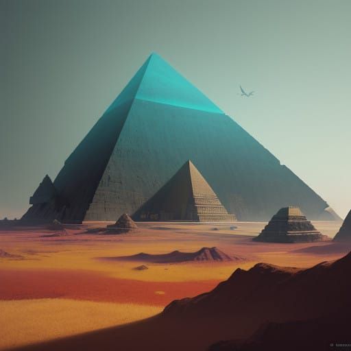 Ancient Pyramid of Intricate Triangles in Matte Painting Sty...