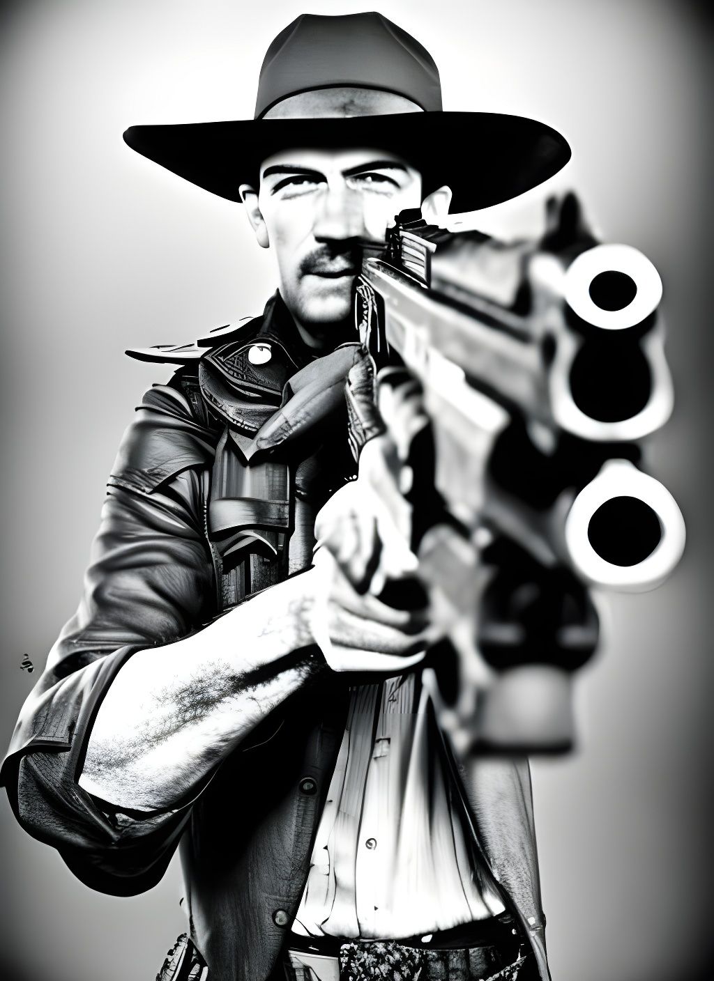 Wild West Gunslinger with Submachine Gun