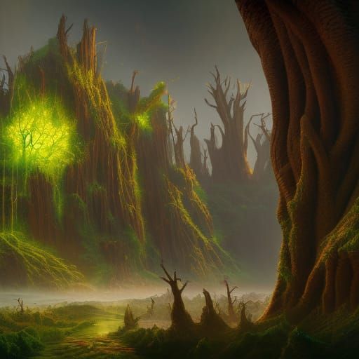 Detailed Matte Painting of Groot in Fantasy Art Style